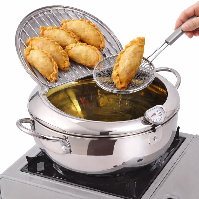 OLLA FREIDORA DE ACERO INOXIDABLE CON TERMOMETRO