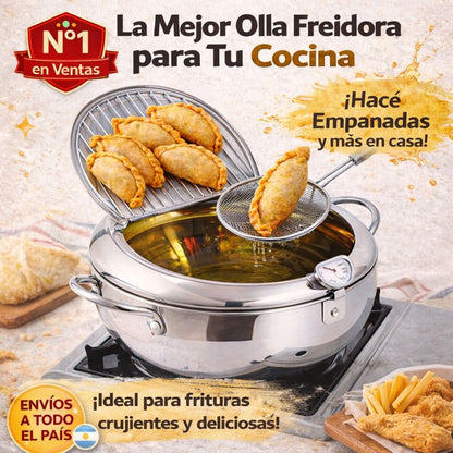 OLLA FREIDORA DE ACERO INOXIDABLE CON TERMOMETRO