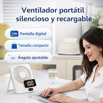 VENTILADOR PORTÁTIL RECARGABLE CON POSICIÓN VARIABLE