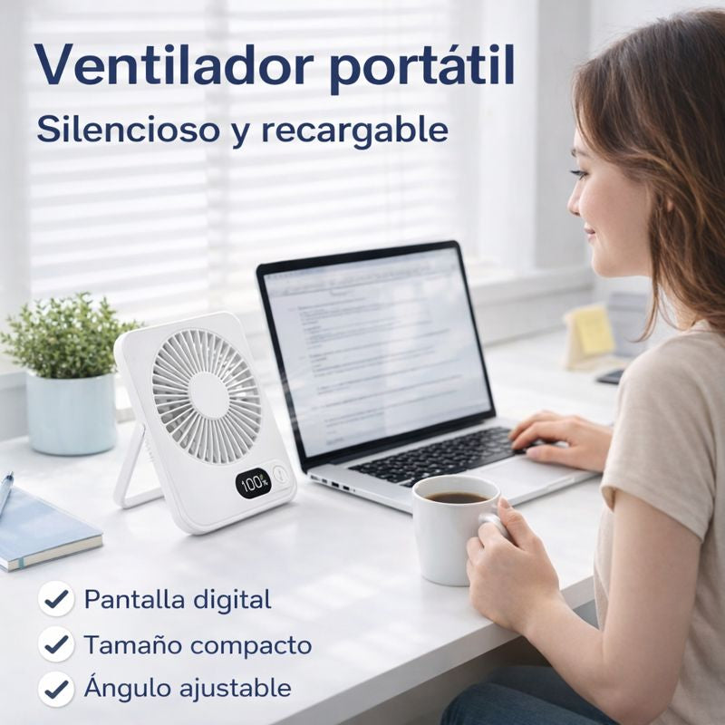 VENTILADOR PORTÁTIL RECARGABLE CON POSICIÓN VARIABLE