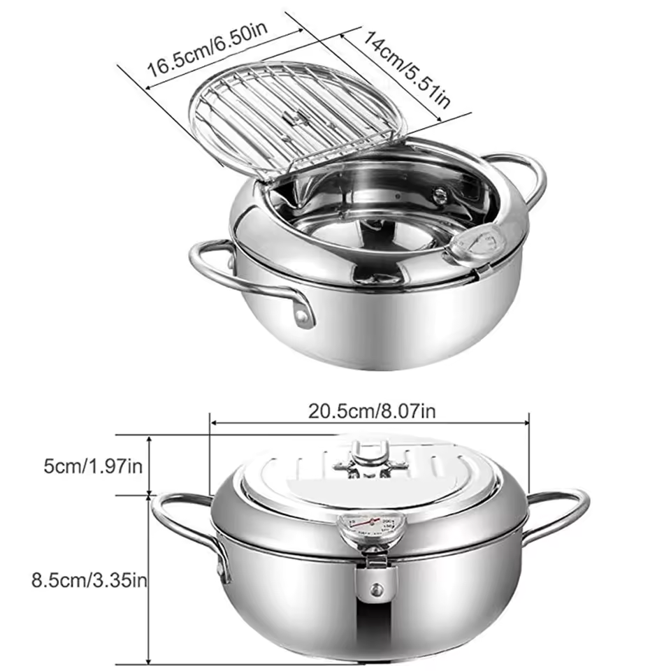 OLLA FREIDORA DE ACERO INOXIDABLE CON TERMOMETRO